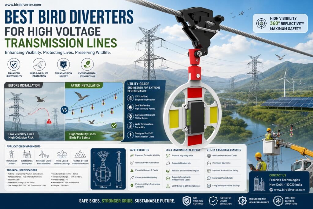 High voltage bird diverter illustrating bird safety on utility infrastructure