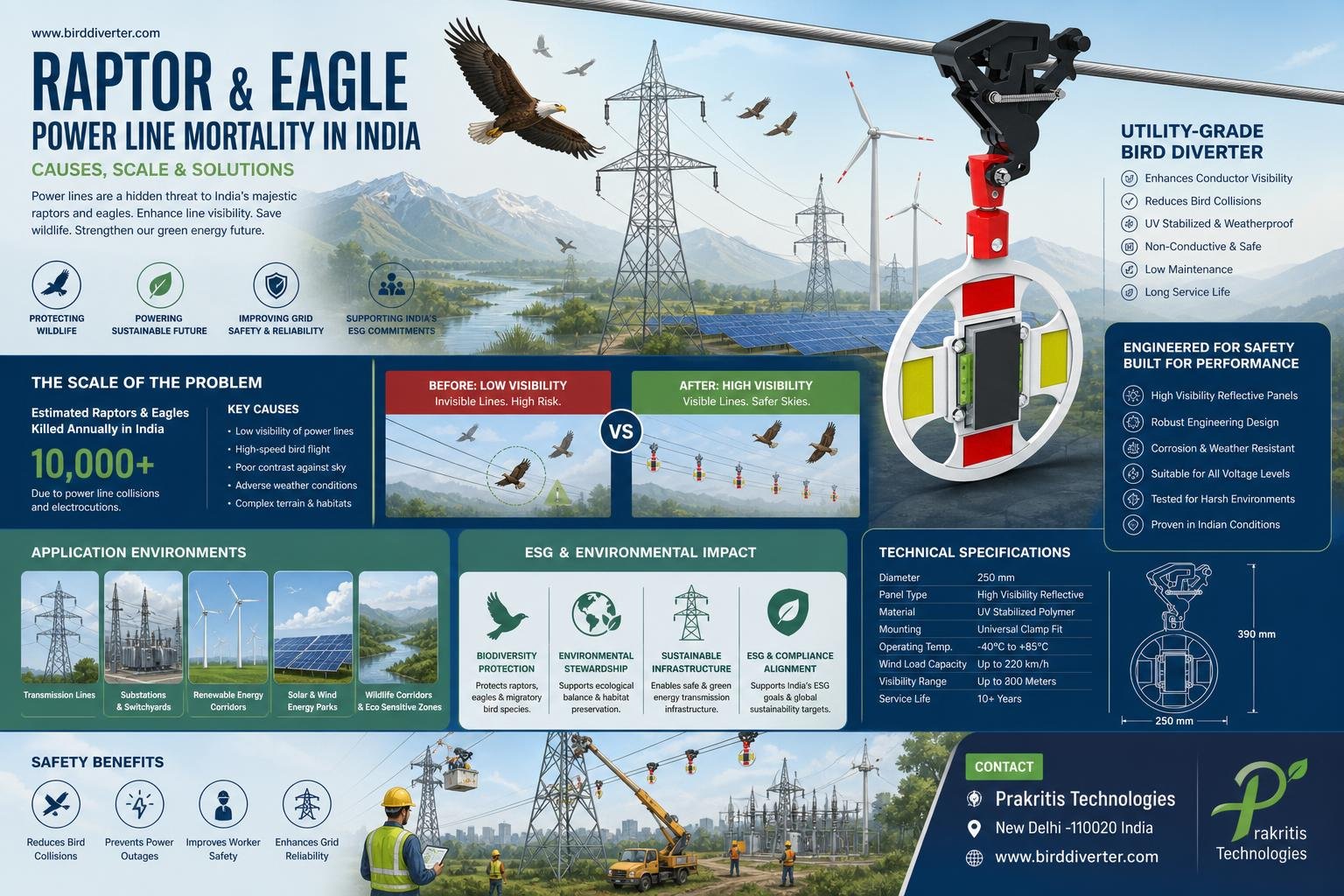 Raptor and Eagle Power Line Mortality in India — Causes, Scale and Solutions