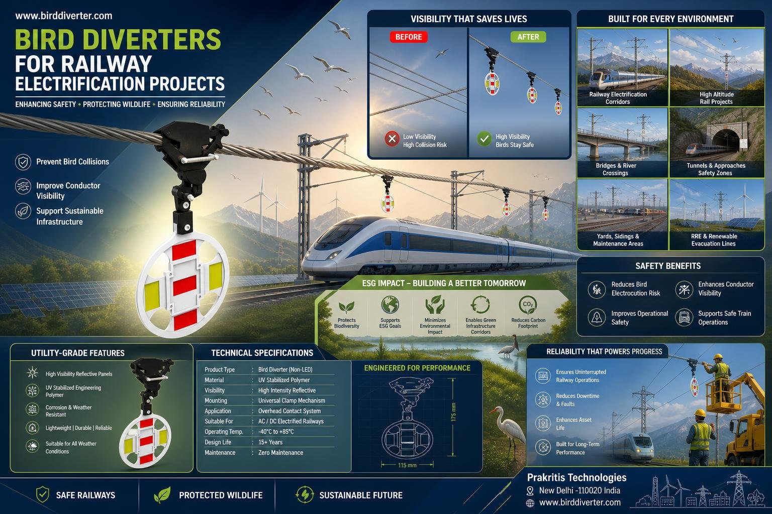Bird Diverters for Railway Electrification Projects