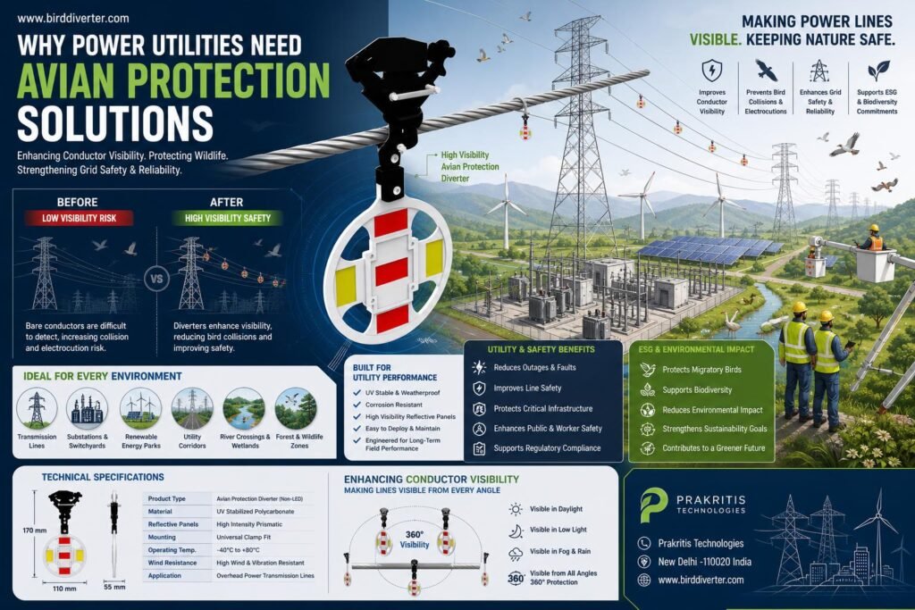 Avian protection solutions in utility infrastructure enhance avian safety around power lines.
