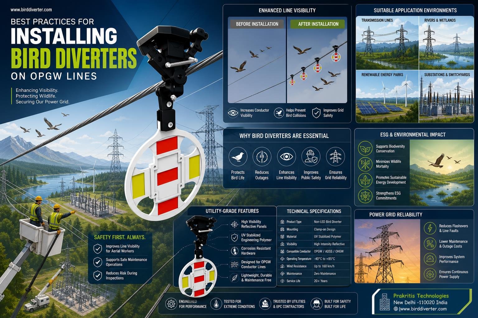 Best Practices for Installing Bird Diverters on OPGW Lines